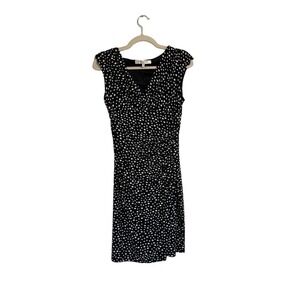 Evan Picone Faux Wrap Black and White Polka Dot Dess Size 8